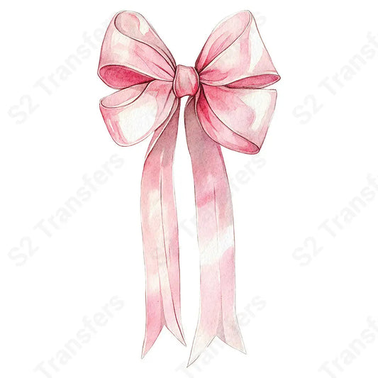 Long Pink Watercolor Bow - DTF Transfer DTF Transfer