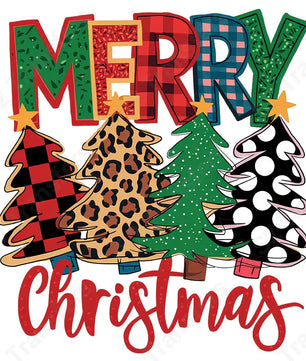 Merry Christmas Festive Trees Design - DTF Transfer DTF Transfer