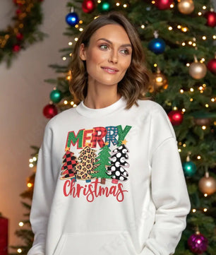 Merry Christmas Festive Trees Design - DTF Transfer DTF Transfer