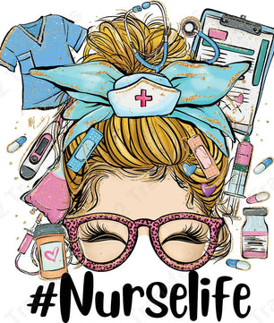 MessyBun Nurse Life - DTF Transfer DTF Transfer