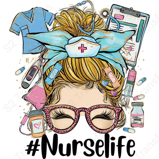 MessyBun Nurse Life - DTF Transfer DTF Transfer