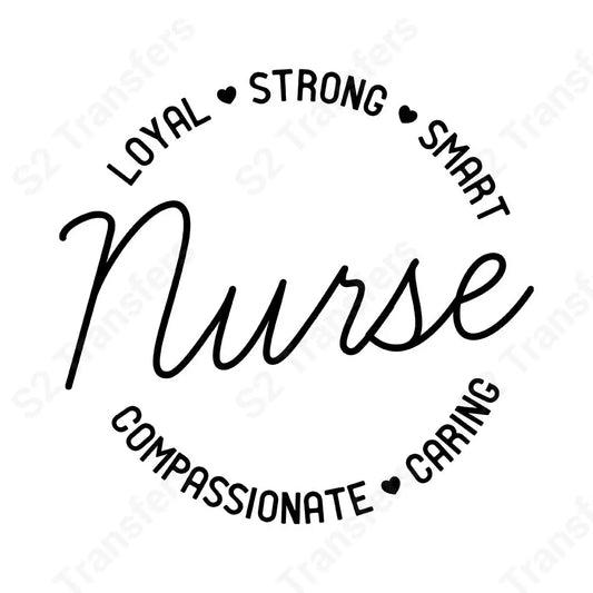 Nurse Circle Words Black - DTF Transfer DTF Transfer