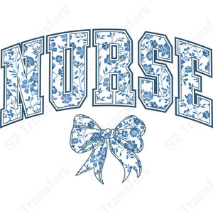 Nurse Coquette Blue Bow - DTF Transfer DTF Transfer