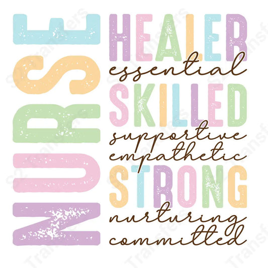Nurse Pastel Word Art - DTF Transfer DTF Transfer