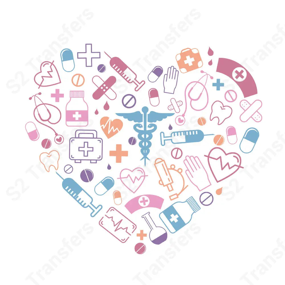 Nurse Symbols Heart - DTF Transfer DTF Transfer