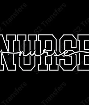 Nurse Varsity Script White - DTF Transfer DTF Transfer