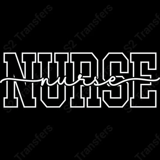 Nurse Varsity Script White - DTF Transfer DTF Transfer