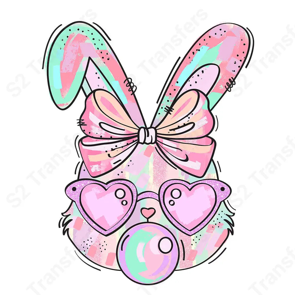 Pastel Bubblegum Bunny - DTF Transfer DTF Transfer