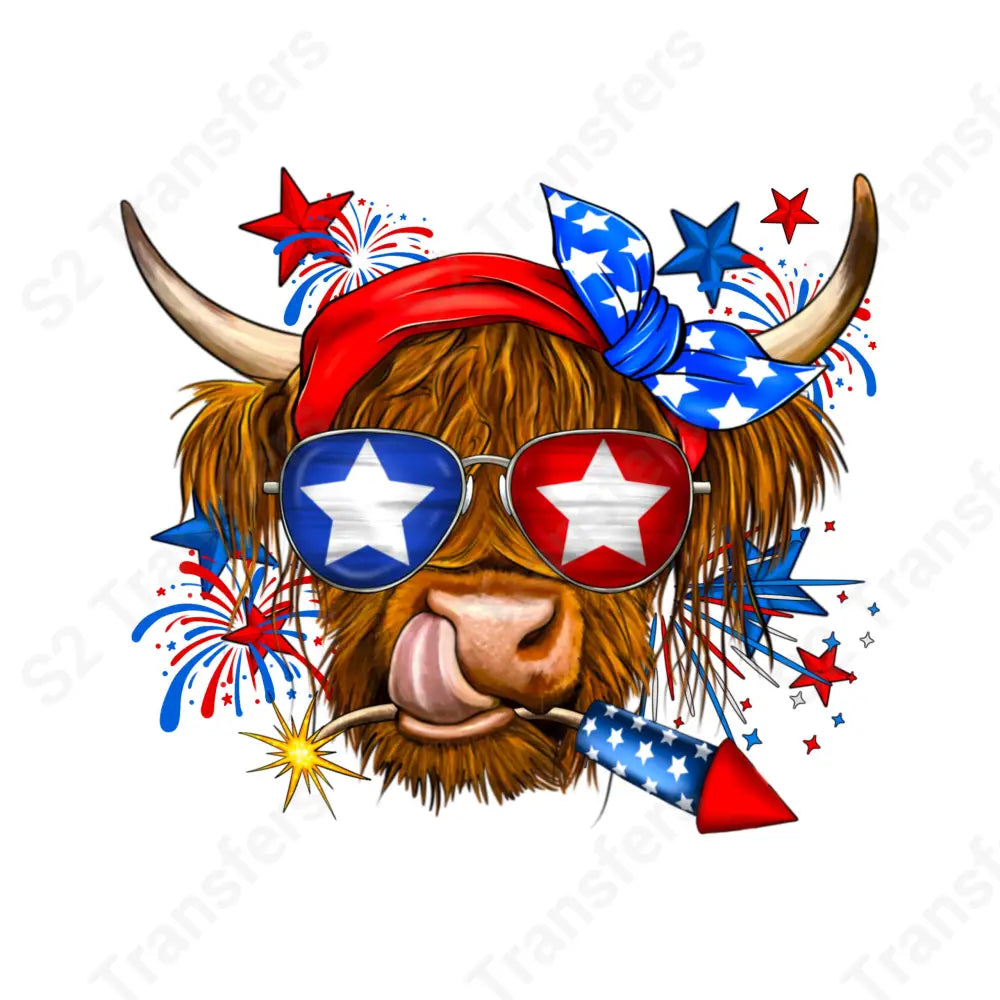 Patriotic Highland Cow