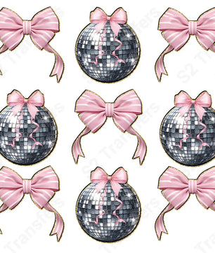 Pink Bow And Disco Ball - DTF Transfer DTF Transfer