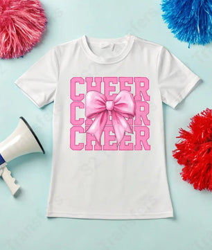 Pink Cheer Bow Distressed - DTF Transfer DTF Transfer