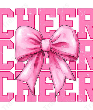 Pink Cheer Bow Distressed - DTF Transfer DTF Transfer