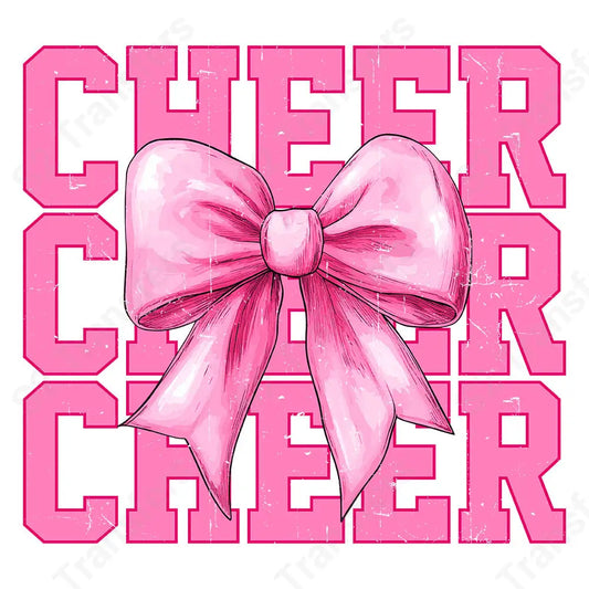 Pink Cheer Bow Distressed - DTF Transfer DTF Transfer