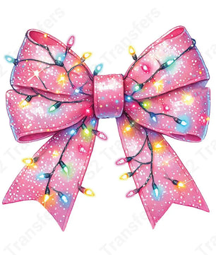 Pink Christmas Light Bow - DTF Transfer DTF Transfer