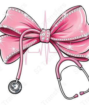Pink Coquette Nurse Bow - DTF Transfer DTF Transfer