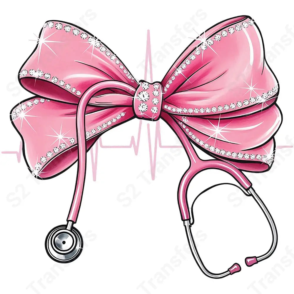 Pink Coquette Nurse Bow - DTF Transfer DTF Transfer