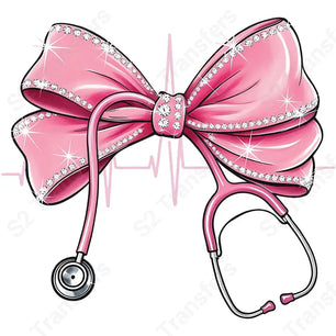 Pink Coquette Nurse Bow - DTF Transfer DTF Transfer