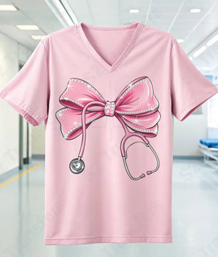 Pink Coquette Nurse Bow - DTF Transfer DTF Transfer