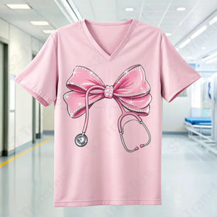 Pink Coquette Nurse Bow - DTF Transfer DTF Transfer