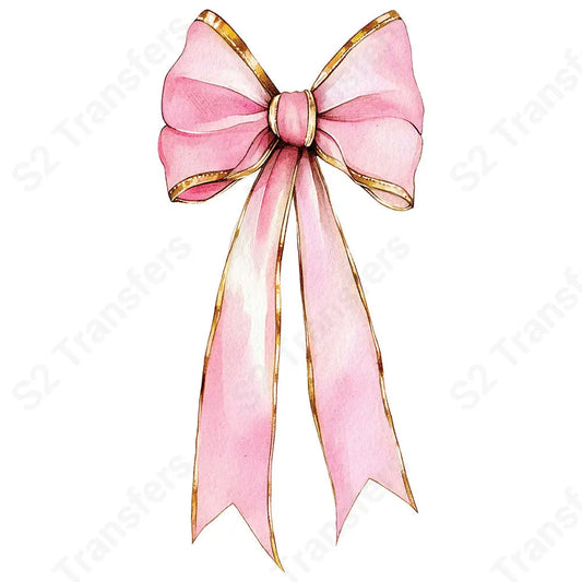 Pink Gold Trim Bow - DTF Transfer DTF Transfer