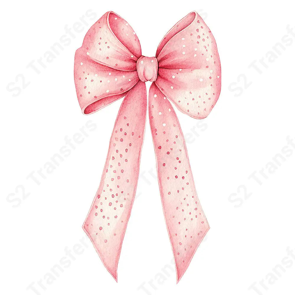 Pink Speckle Watercolor Bow - DTF Transfer DTF Transfer