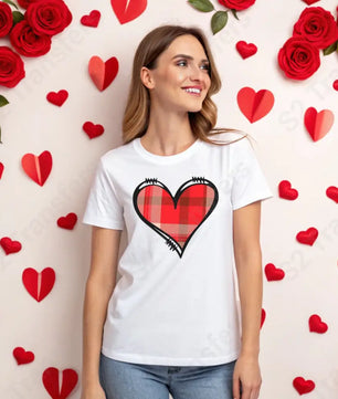 Plaid Red Heart Design - DTF Transfer DTF Transfer