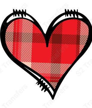 Plaid Red Heart Design - DTF Transfer DTF Transfer