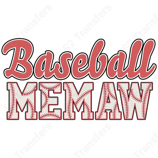 Retro Baseball Memaw - DTF Transfer DTF Transfer