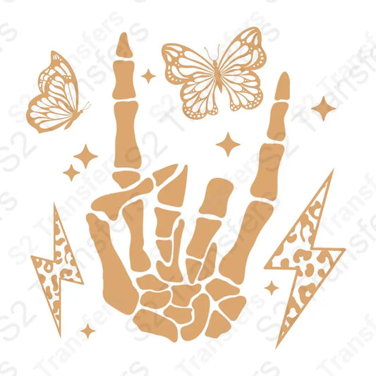 Rock Sign Butterfly Tan
