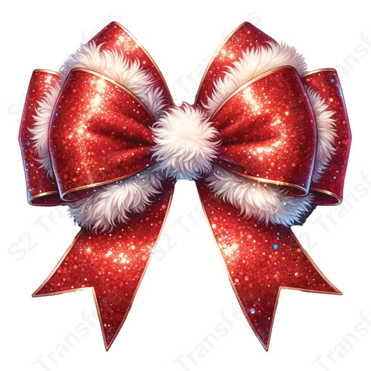Santa Fluffy Bow - DTF Transfer DTF Transfer