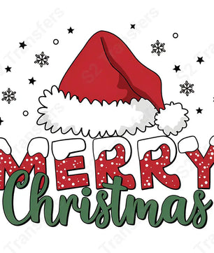 Santa Hat Merry Christmas - DTF Transfer DTF Transfer