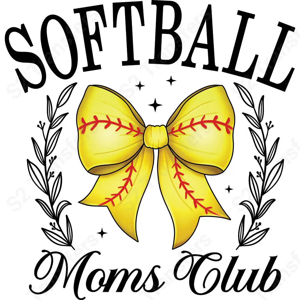 Softball Moms Club Bow - DTF Transfer DTF Transfer