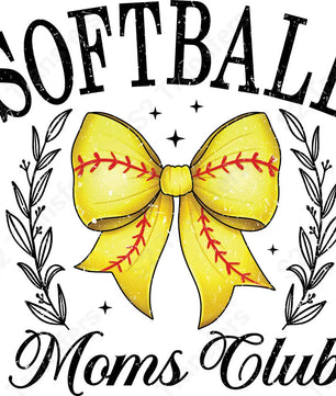Softball Moms Club Bow Retro - DTF Transfer DTF Transfer