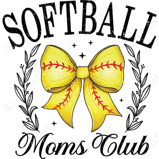 Softball Moms Club Bow Retro - DTF Transfer DTF Transfer