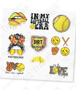 Softball UV DTF Sticker Sheet