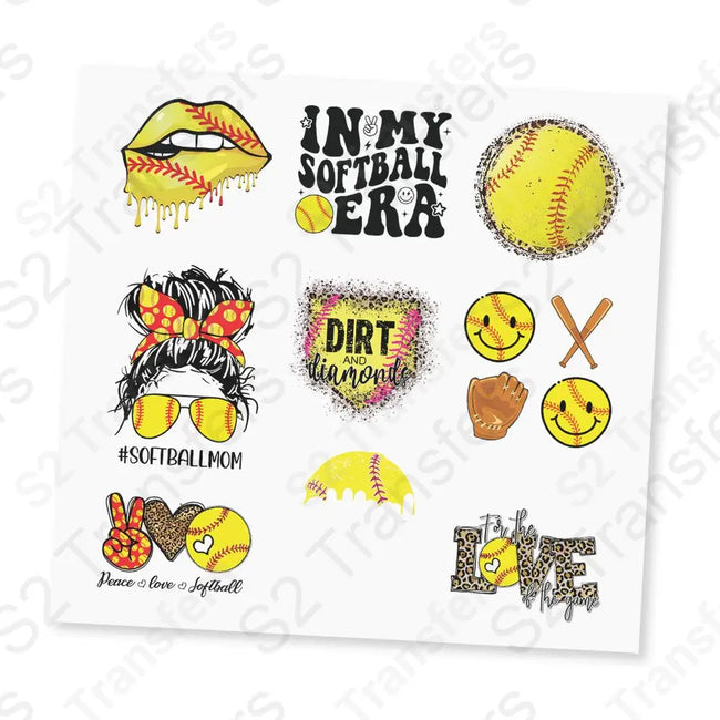 Softball UV DTF Sticker Sheet