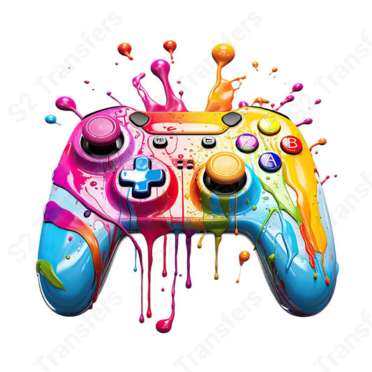 Splatter Paint Gaming Controller 4 - DTF Transfer DTF Transfer