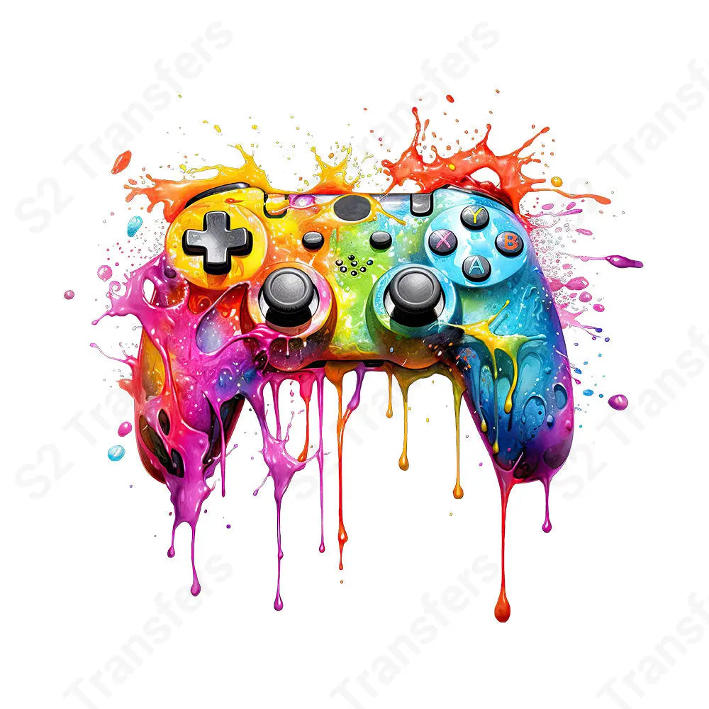 Splatter Paint Gaming Controller 7 - DTF Transfer DTF Transfer