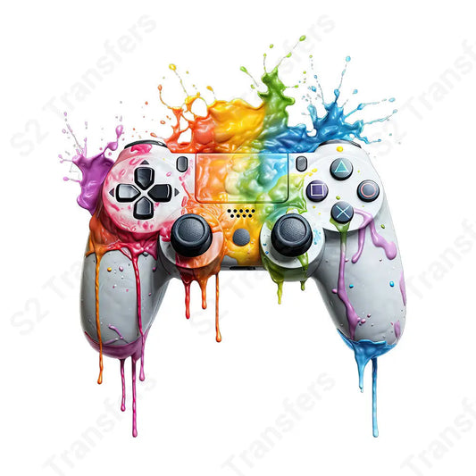 Splatter Paint Gaming Controller 8 - DTF Transfer DTF Transfer