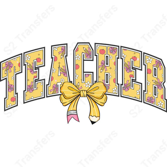 Teacher Coquette Pencil Bow - DTF Transfer DTF Transfer