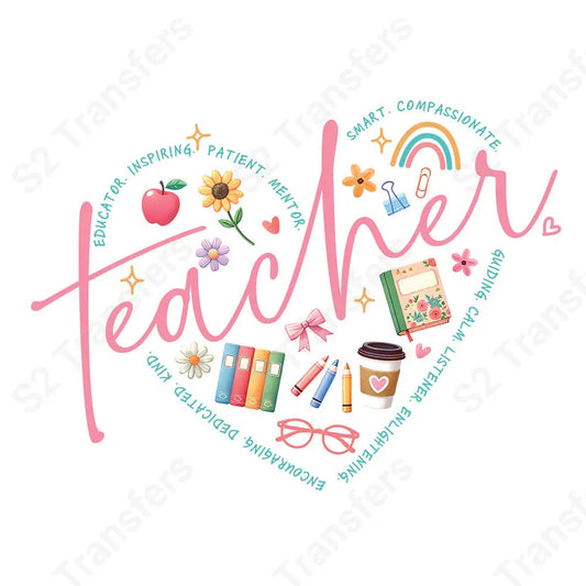 Teacher Heart Symbols - DTF Transfer DTF Transfer
