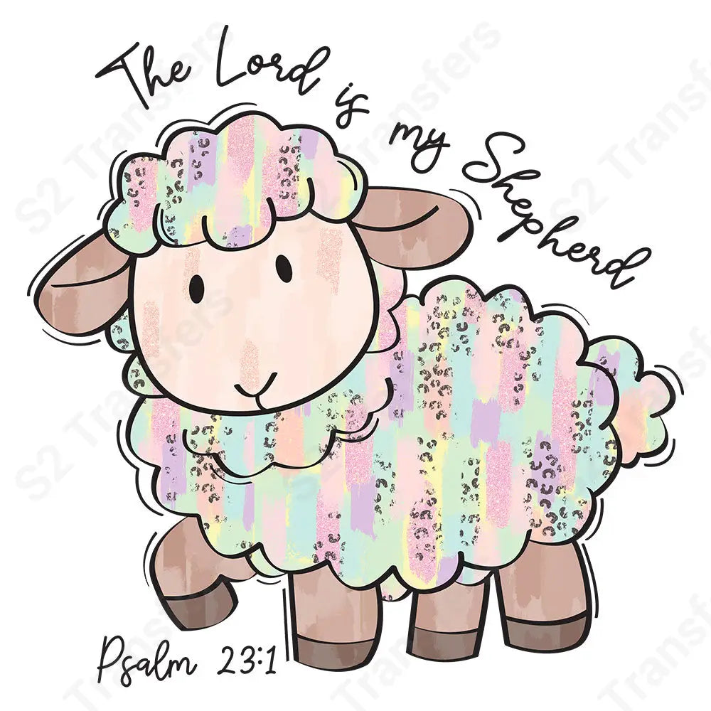 The Lord Is My Shepherd Pastel Sheep - DTF Transfer – S2 Transfers