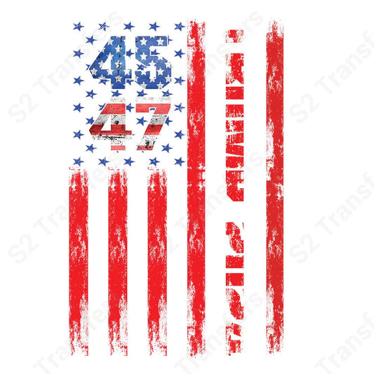 Trump 45-47 Patriotic Flag 2 - DTF Transfer DTF Transfer