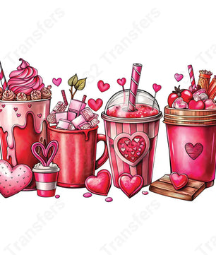 Valentine’s Day Coffee Drinks - DTF Transfer DTF Transfer