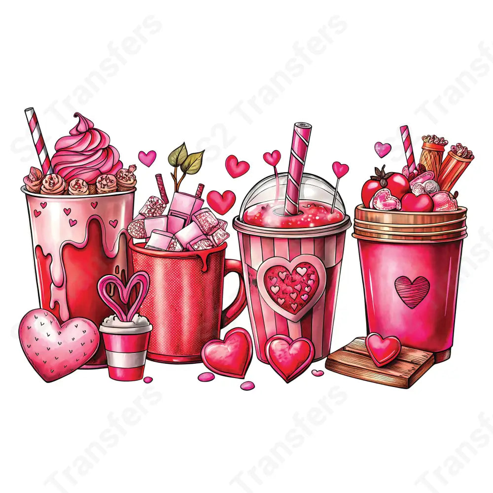 Valentine’s Day Coffee Drinks - DTF Transfer DTF Transfer