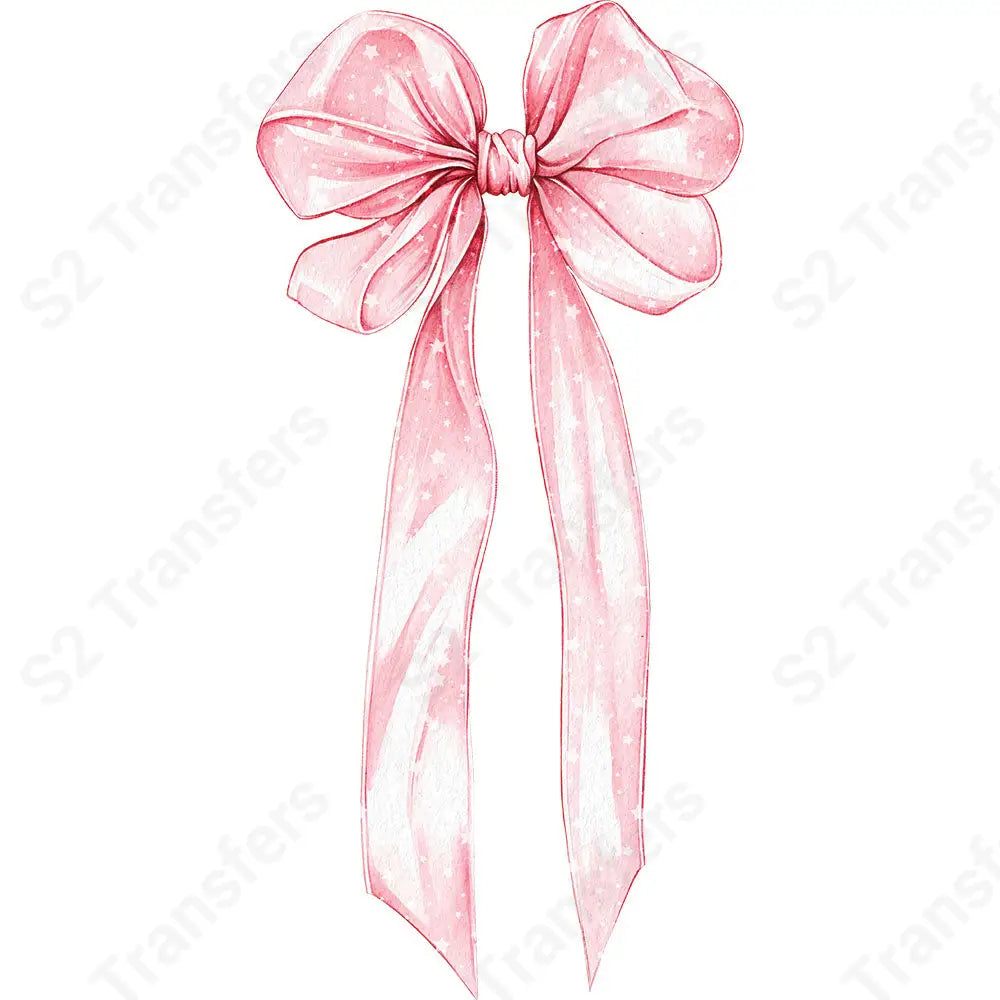 White Stars Pink Bow - DTF Transfer DTF Transfer