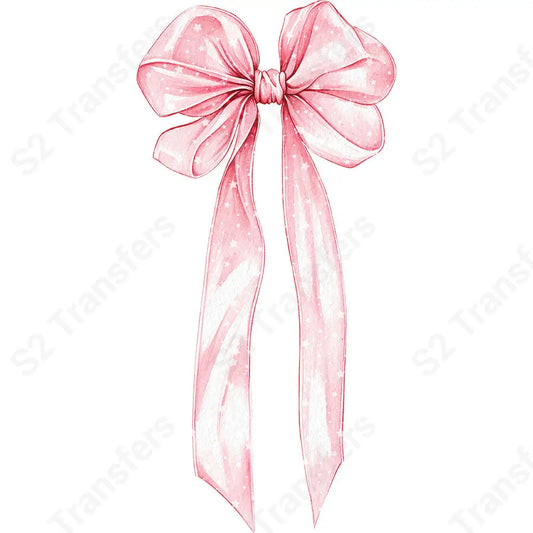 White Stars Pink Bow - DTF Transfer DTF Transfer