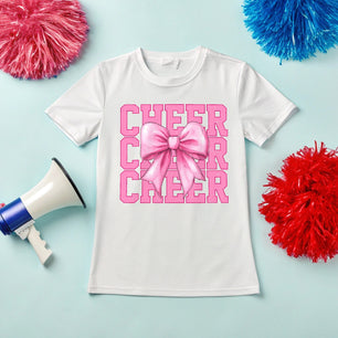 Pink Cheer Bow Distressed - DTF Transfer