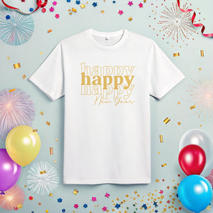 Happy Happy Happy New Year Gold - DTF Transfer