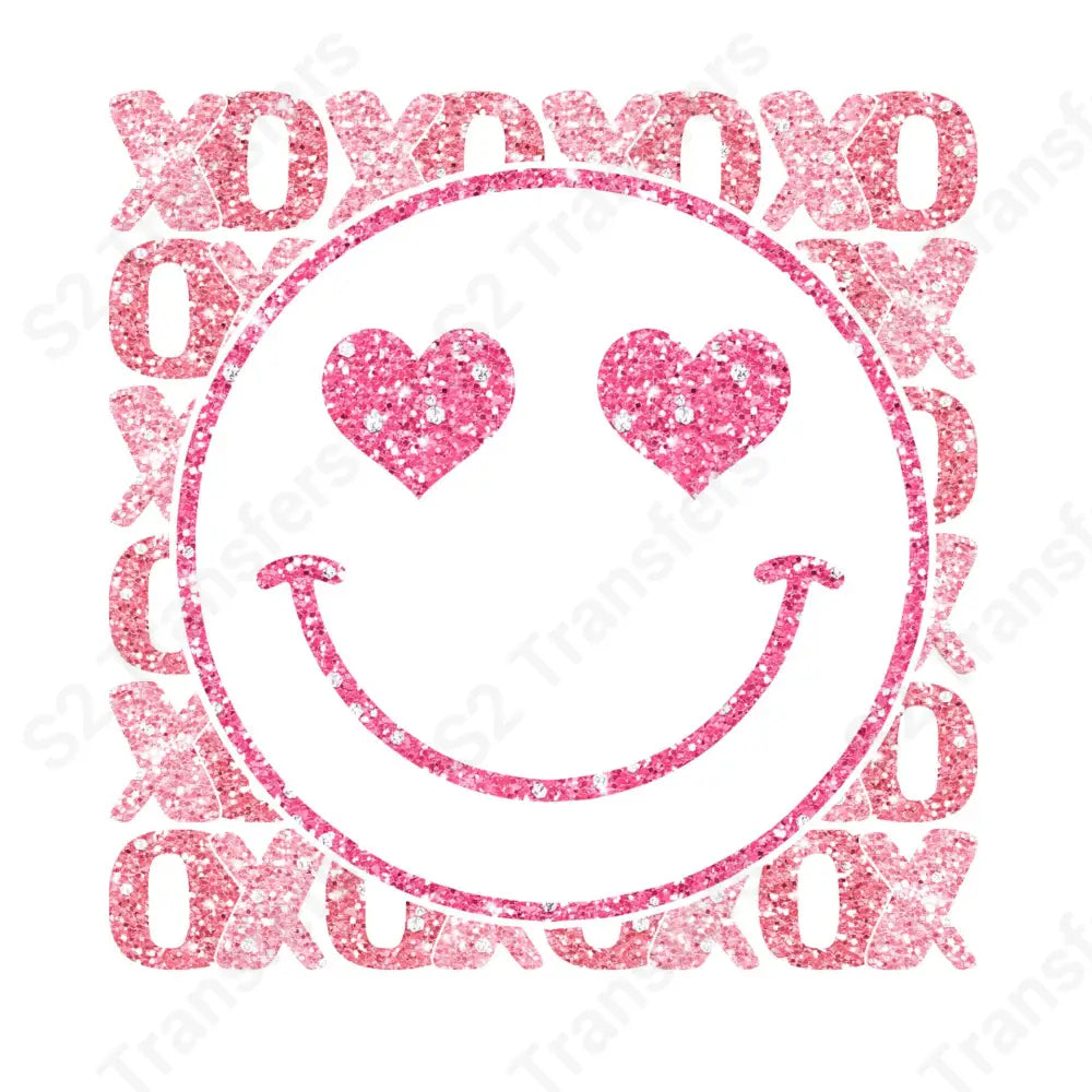 XO Pink Smiley Face Faux Sequins